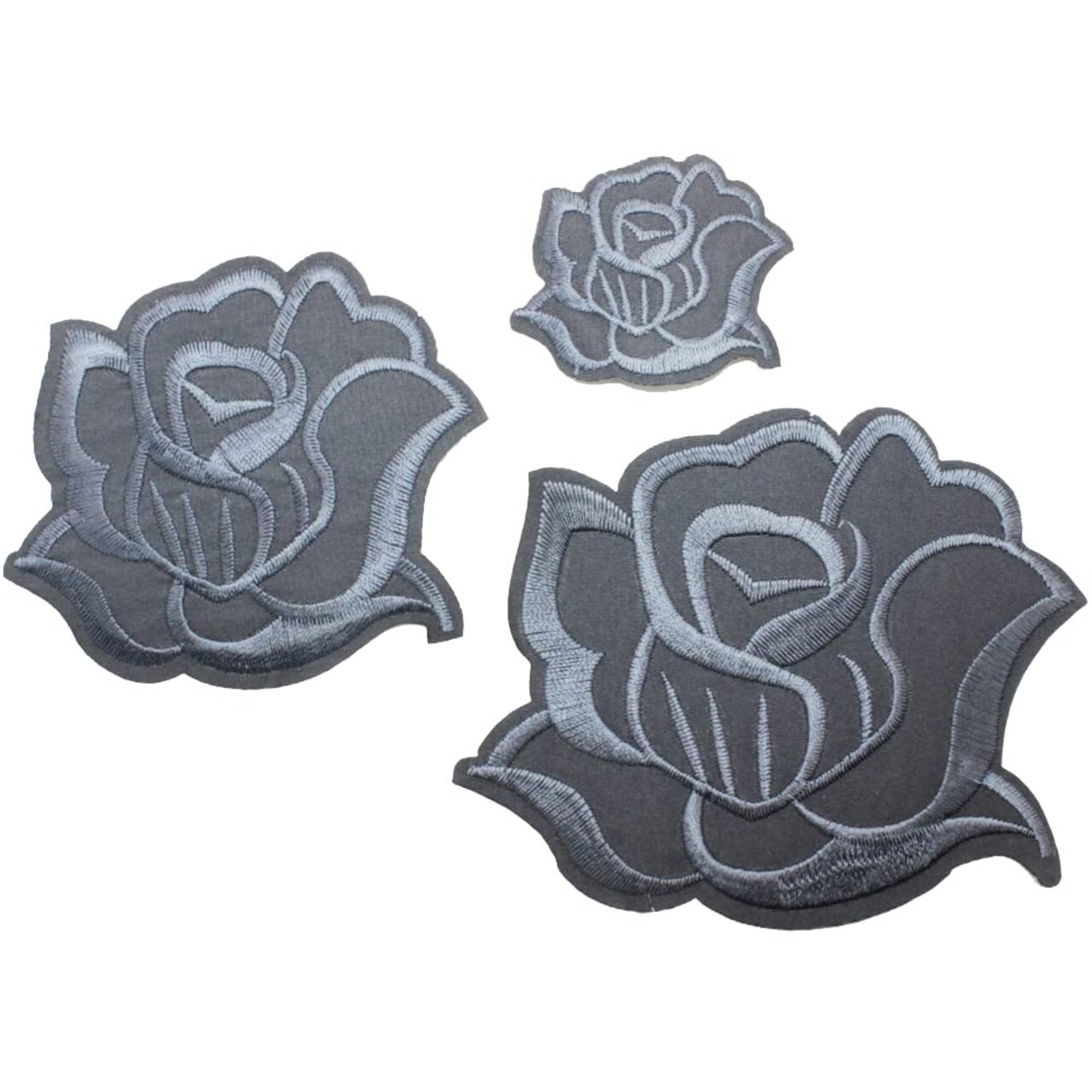 U-Sky Iron on Flower Patches, Embroidery Flower Iron-on Appliques for Clothing Backpacks Jeans Jackets (Deep Gray-3D)